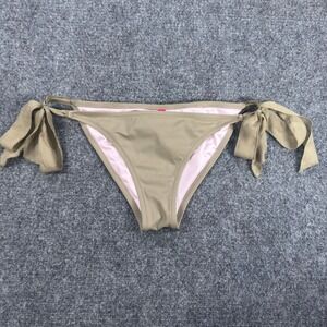 Victoria's Secret Taupe Ruffle Lace Side Tie Bikini Bottom Large Bows Low Rise